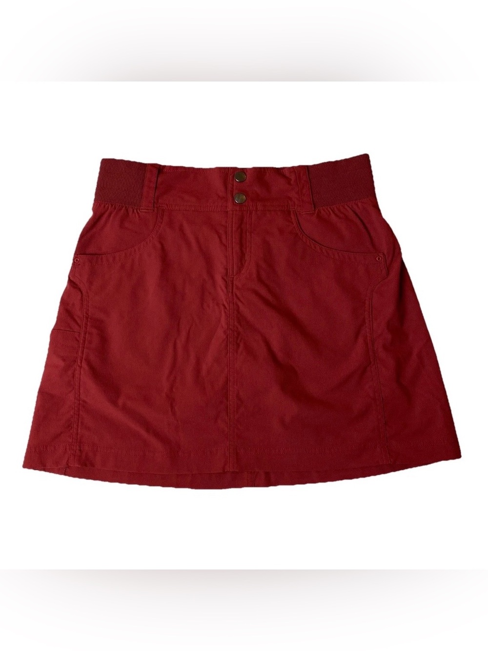 Title Nine Clamber Skort Size 2 Brick Red Hiking Activewear Skirt Pockets Snap